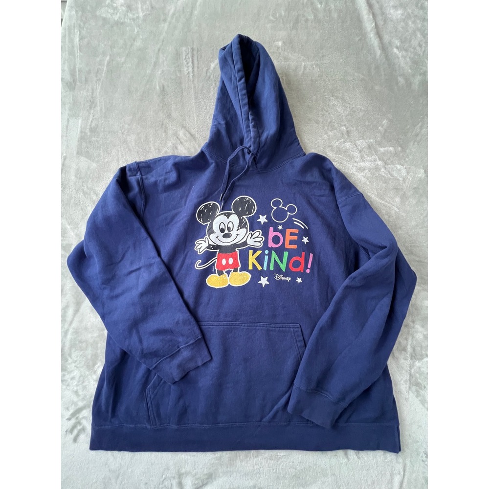 Disney Port & Company Hoodie Mens 2XL Blue Mickey Mouse Be Kind Sweatshirt